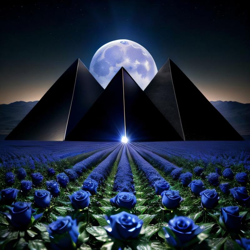 00227-494773633-masterpiece, intricate photo, field of blue roses, black pyramid with shiny sleek sides on the moon surface, background earth, f.jpg